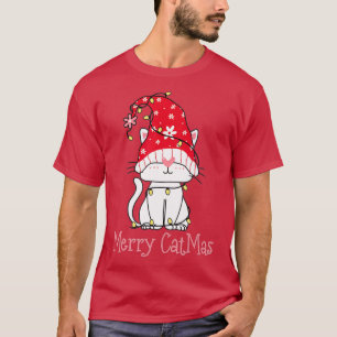 Camiseta Merry Catmas Xmas Gift Funny Cute Gnomes Cat Chris