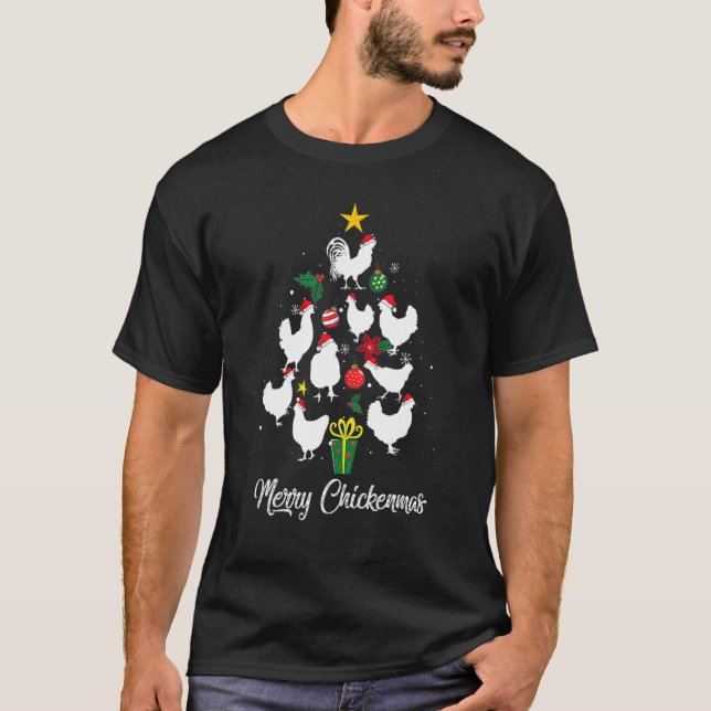 Camiseta Merry Chickenmas Chicken Christmas Tree  Xmas Paja (Anverso)