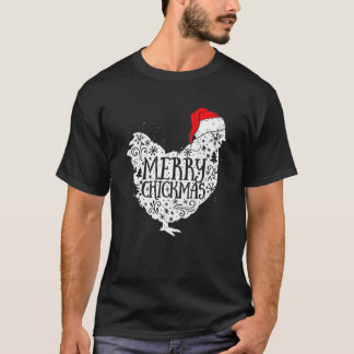 Camiseta Merry Chickmas Red Plaid Pajama Chicken Santa Hat