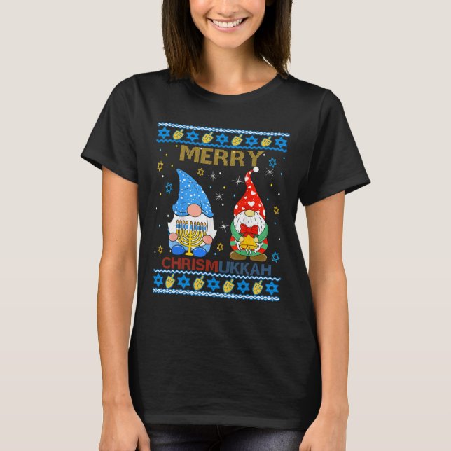 Camiseta Merry Chrismukkah Funny Gnomes Navidades Y Hanuk (Anverso)