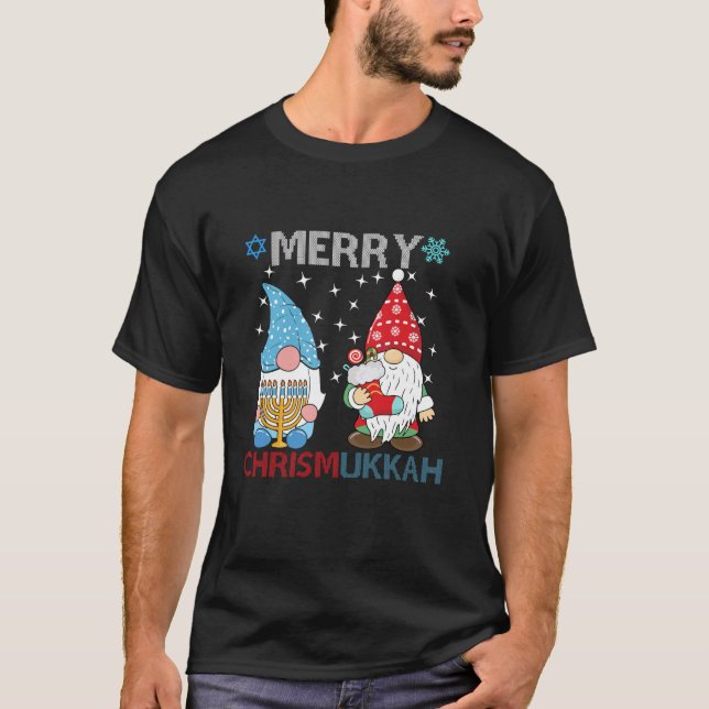 Camiseta Merry Chrismukkah Funny Gnomes T Shirt (Anverso)