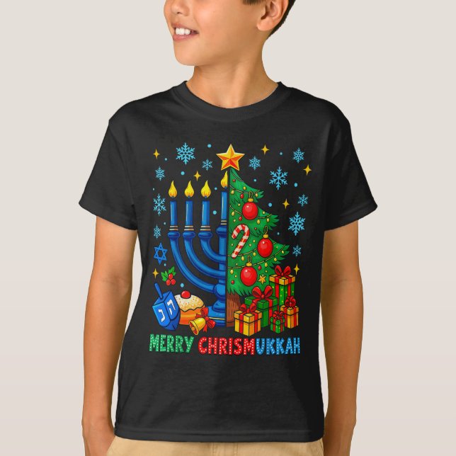 Camiseta Merry Chrismukkah Happy Christmas Hanukkah Pajama  (Anverso)