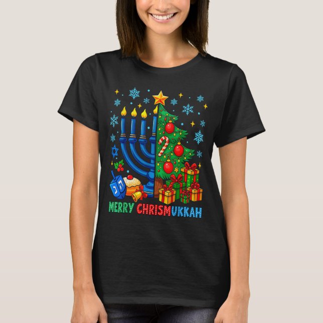 Camiseta Merry Chrismukkah Happy Christmas Hanukkah Pajama  (Anverso)