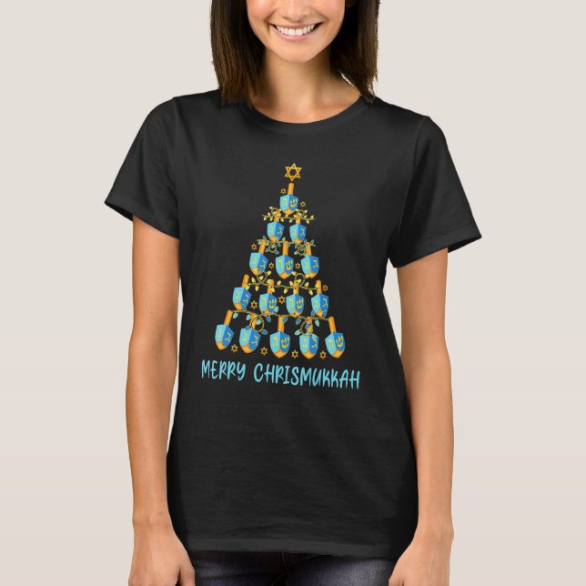 Camiseta Merry Chrismukkah Happy Hanukkah Dreidel (Anverso)