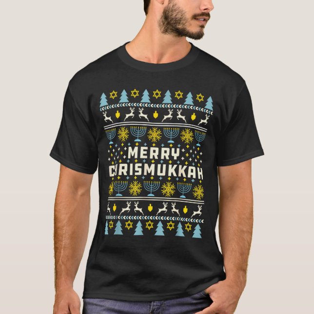 Camiseta Merry Chrismukkah Happy Hanukkah Jew Ugly Christma (Anverso)