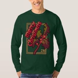 Camiseta Merry Chrisrmas Holidays Pixel Art T-Shirt