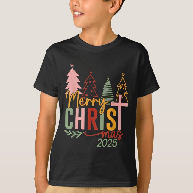 Camiseta Merry Christ Mas Christian Christmas 2025 Family P (Anverso)