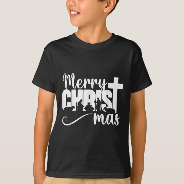 Camiseta Merry Christ Mas Christian Christmas Jesus Christm (Anverso)
