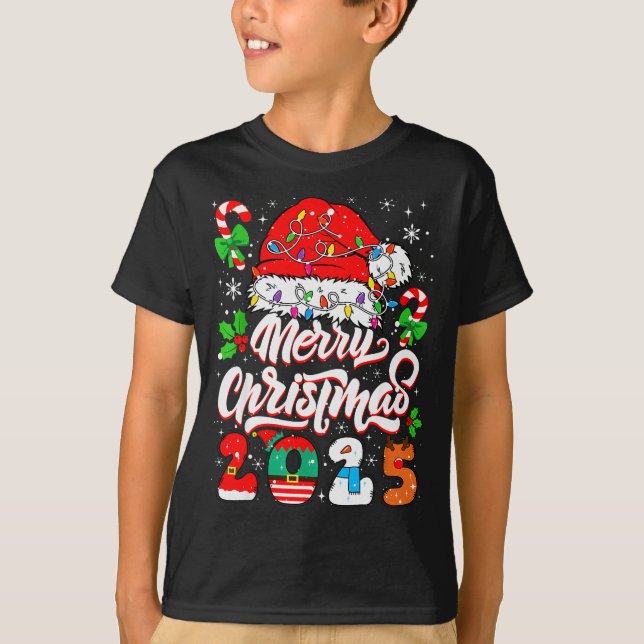 Camiseta Merry Christmas 2025 Family Matching Pajamas Xmas  (Anverso)