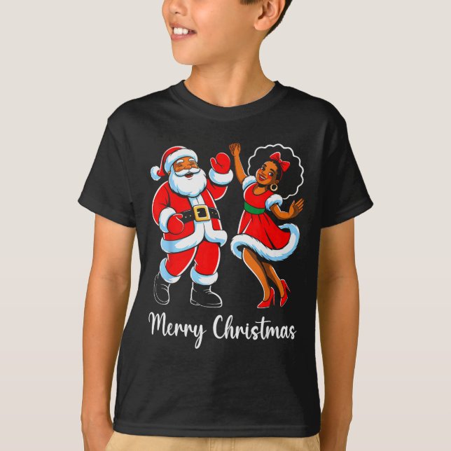 Camiseta Merry Christmas African American Santa Claus Xmas  (Anverso)