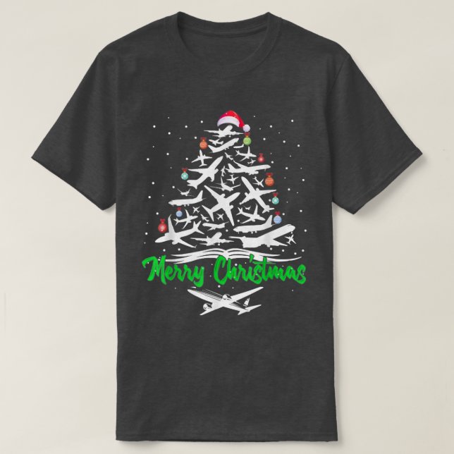 Camiseta Merry Christmas  Airplane Christmas Tree Plane Xma (Diseño del anverso)