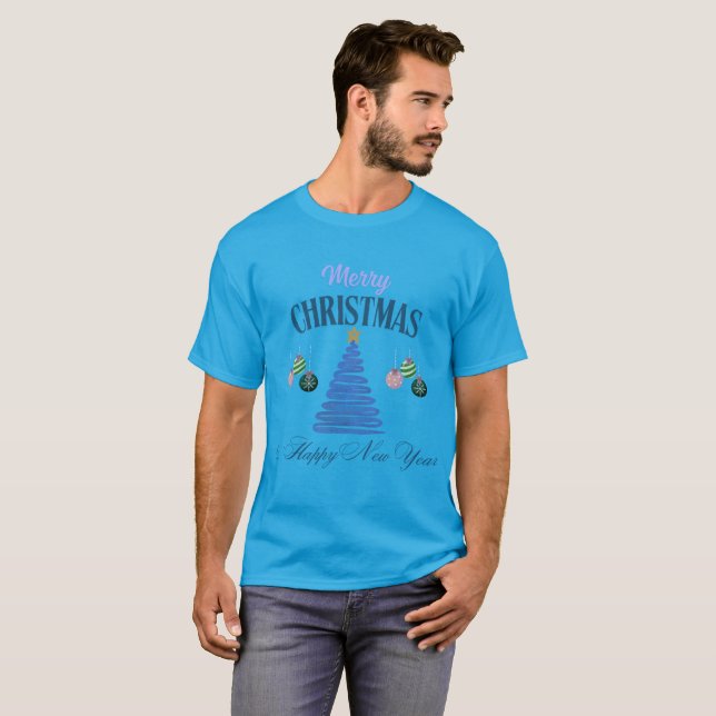 Camiseta Merry Christmas and Happy New Year Greeting Design (Anverso completo)