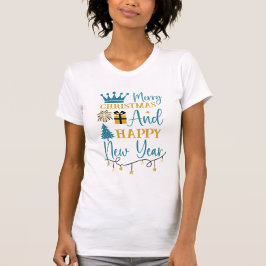 Camiseta Merry Christmas and Happy New Year Typography
