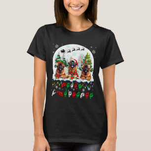Camiseta Merry Christmas Asl Rótulo Language Three Santa Le