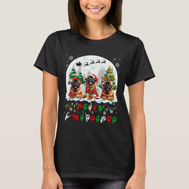 Camiseta Merry Christmas Asl Rótulo Language Three Santa Le (Anverso)