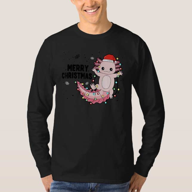 Camiseta Merry Christmas Axolotl Xmas Lights Salamander (Anverso)