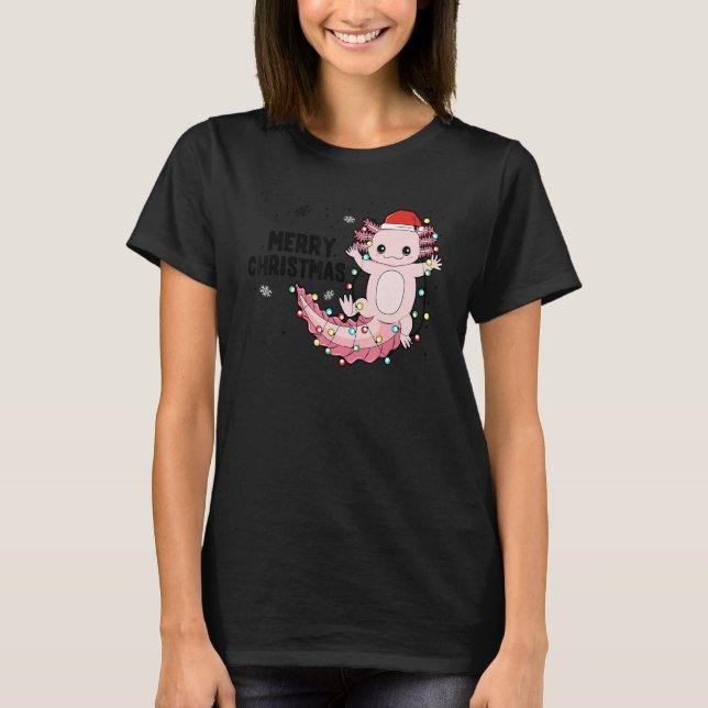 Camiseta Merry Christmas Axolotl Xmas Lights Salamander (Anverso)