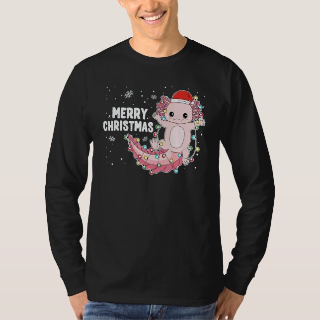 Camiseta Merry Christmas Axolotl Xmas Lights Salamander  1 (Anverso)