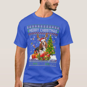 Camiseta Merry Christmas Basset Hound Santa Xmas Lights Ugl