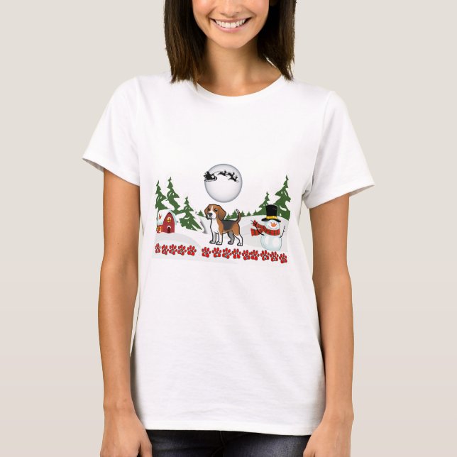 Camiseta Merry Christmas Beagle Paws (Anverso)