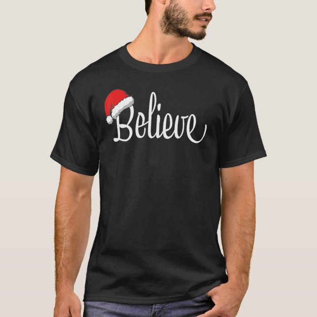 Camiseta Merry Christmas Believe In Santa Claus Family Matc (Anverso)