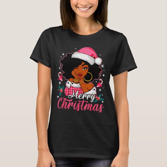 Camiseta Merry Christmas Black Afro African American Girl S (Anverso)
