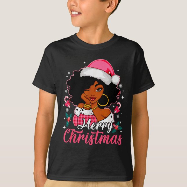 Camiseta Merry Christmas Black Afro African American Girl S (Anverso)