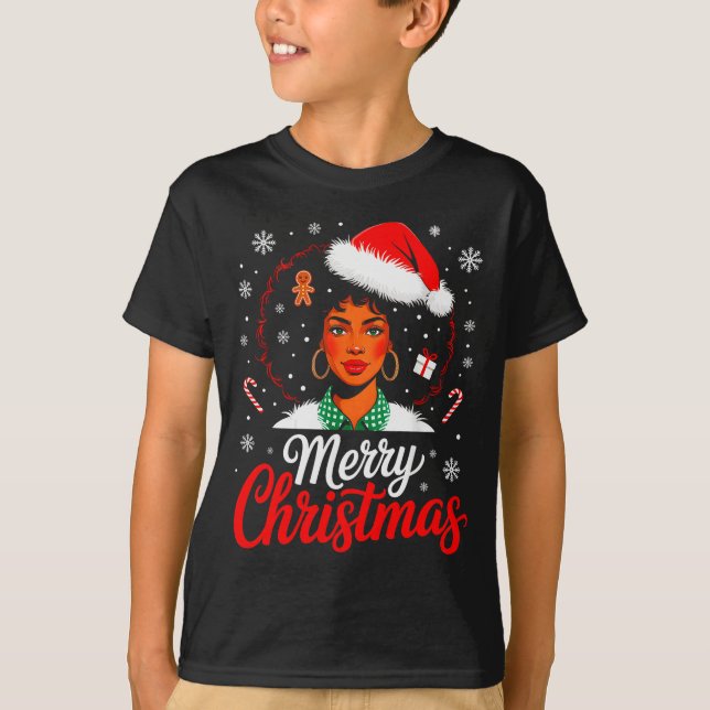 Camiseta Merry Christmas Black Women African American Xmas  (Anverso)