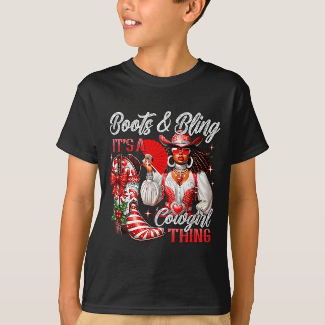 Camiseta Merry Christmas Boots &amp; Bling Its A Cowgirl Th (Anverso)