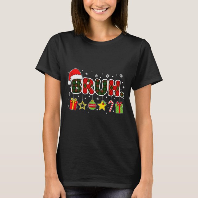 Camiseta Merry Christmas Bruh Bro Meme Teens Boys Mens Kids (Anverso)