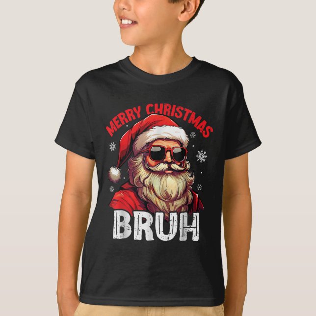 Camiseta Merry Christmas Bruh Funny Santa Claus Retro Men W (Anverso)