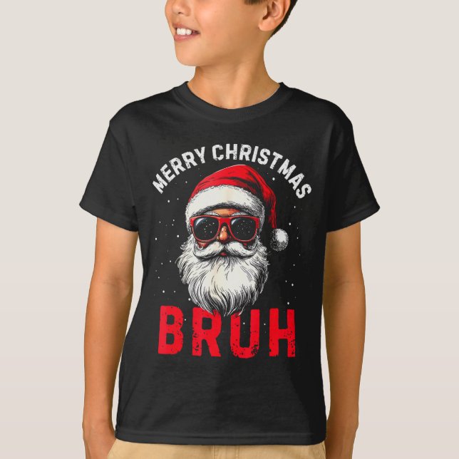 Camiseta Merry Christmas Bruh Funny Santa Claus Retro Men W (Anverso)