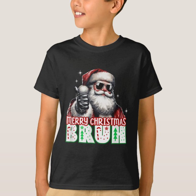 Camiseta Merry Christmas Bruh Thumbs Up Chill Santa Claus F (Anverso)
