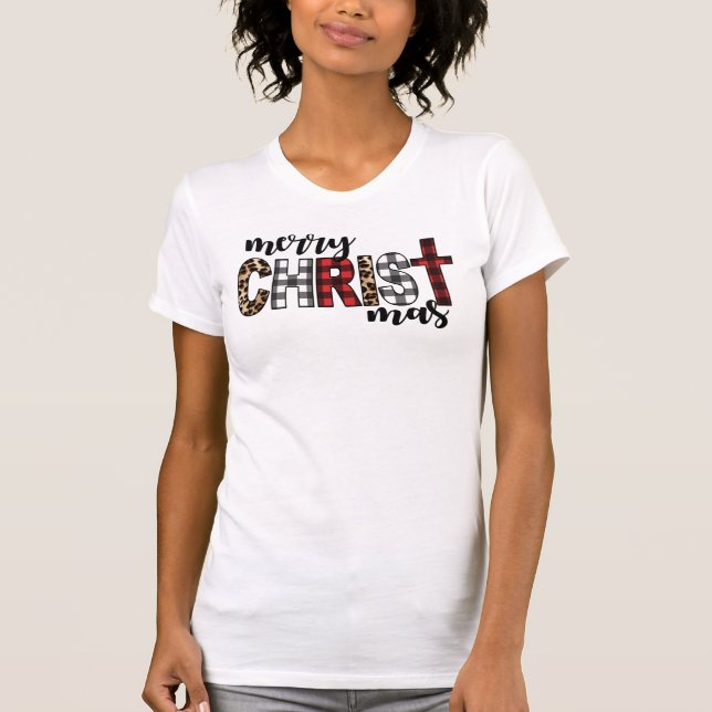 Camiseta Merry CHRISTmas Buffalo Placa (Anverso)