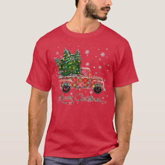 Camiseta Merry Christmas Buffalo Plaid Truck Christmas Tree