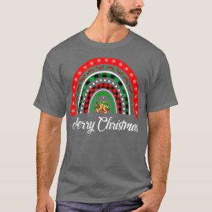 Camiseta Merry Christmas Buffalo Red Green Plaid Rainbow M