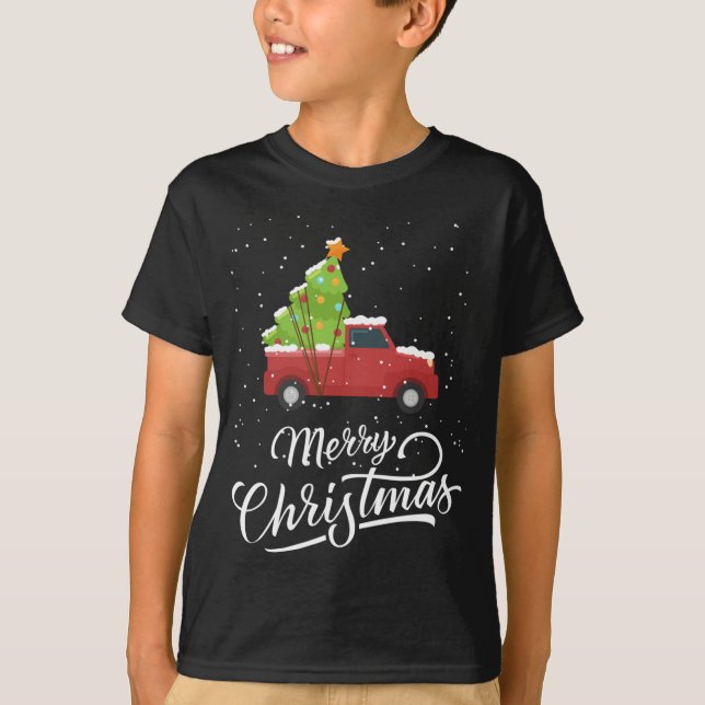 Camiseta Merry Christmas Buffalo Red Truck Christmas Tree (Anverso)