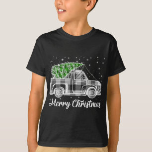 Camiseta Merry Christmas Buffalo Truck Tree Black and White