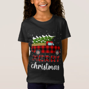 Camiseta Merry Christmas Buffalo Truck Tree Red Plaid