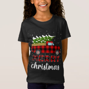 Camiseta Merry Christmas Buffalo Truck Tree Red Plaid