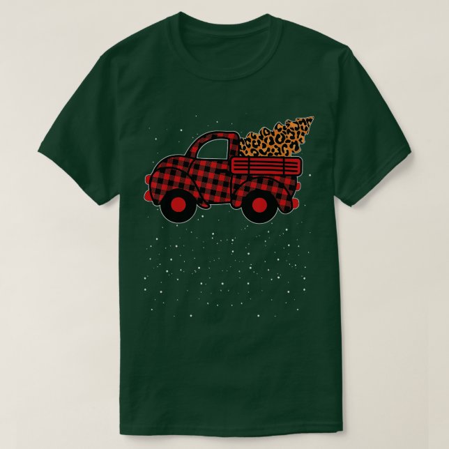 Camiseta Merry Christmas Buffalo Truck Tree Red Plaid 1 (Diseño del anverso)