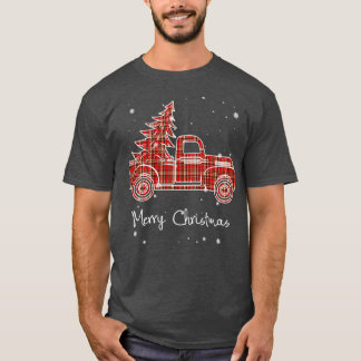 Camiseta Merry Christmas Buffalo Truck Tree Red Plaid 1
