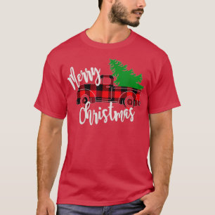 Camiseta Merry Christmas Buffalo Truck Tree Red Plaid 3