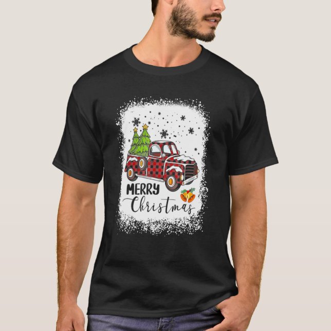 Camiseta Merry Christmas Buffalo Truck Tree Red Plaid Chris (Anverso)