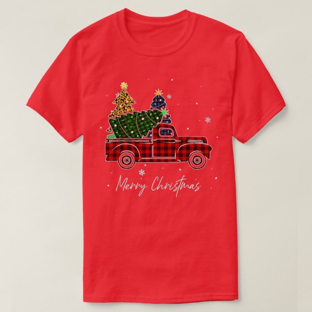 Camiseta Merry Christmas Buffalo Truck Tree Red Plaid for M (Diseño del anverso)