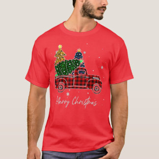 Camiseta Merry Christmas Buffalo Truck Tree Red Plaid for M