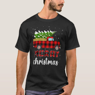 Camiseta Merry Christmas Buffalo Truck Tree Red Plaid for M