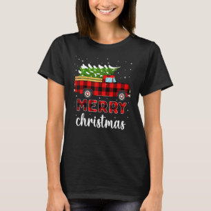 Camiseta Merry Christmas Buffalo Truck Tree Red Plaid for M