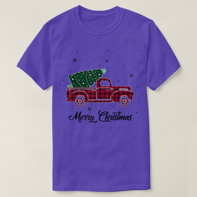 Camiseta Merry Christmas Buffalo Truck Tree Red Plaid for M (Diseño del anverso)