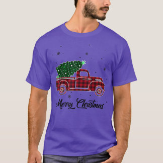 Camiseta Merry Christmas Buffalo Truck Tree Red Plaid for M